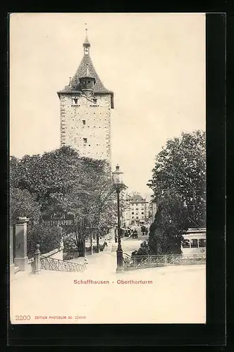 AK Schaffhausen, Oberthorturm und Strasse