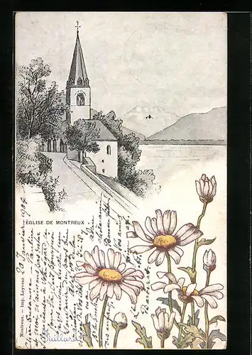 Künstler-AK Montreux, Eglise de Montreux