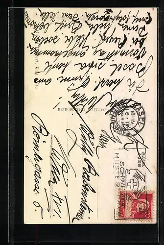 AK Basel, Pauluskirche mit Strasse