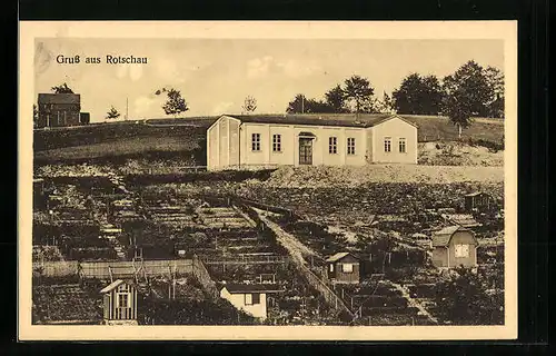 AK Rotschau, Turnhalle des Turnvereins Vorwärts e.V. M. d. A. T. u. Sp. B.