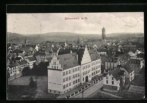 AK Biberach a. R., Teilansicht mit Kirchturm