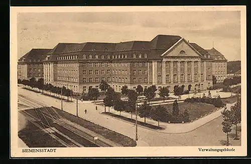 AK Berlin-Siemensstadt, Verwaltungsgebäude aus der Vogelschau