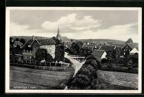 AK Hüttenrode i. Harz, Ortsansicht mit Kirche