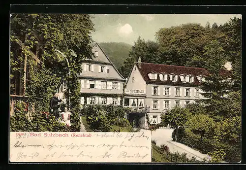 AK Bad Sulzbach i. Renchtal, Ortspartie mit Haus und Gartenanlage im Sommer