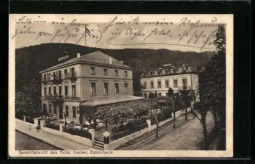 AK Rolandseck, Gesamtansicht des Hotel Decker