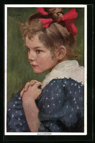 Künstler-AK Seeger: Junges Mädchen im Kleid