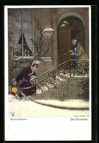 Künstler-AK Helmut Skarbina: Der Gratulant