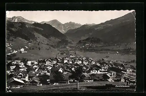 AK Zweisimmen, Totalansicht aus der Vogelschau