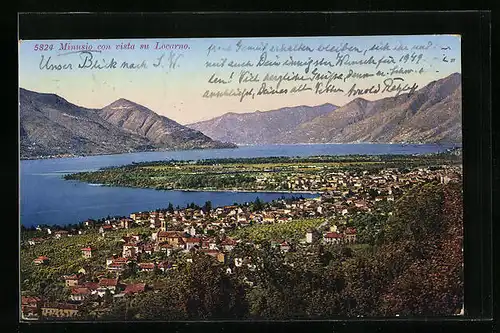 AK Minusio, Ortsansicht mit dem Lago Maggiore