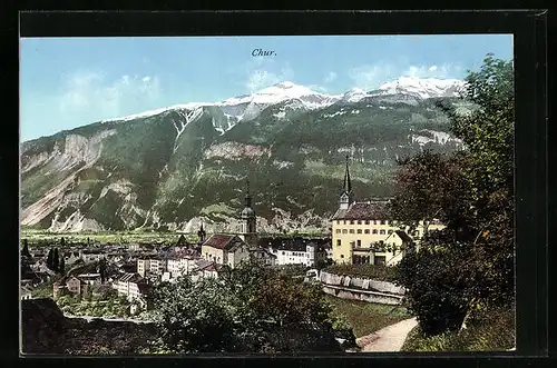 AK Chur, Blick auf die Stadt und die Berge