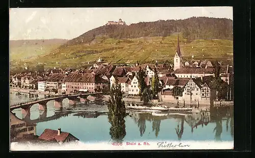 AK Stein a. Rhein, Flusspartie mit Schloss Hohenklingen