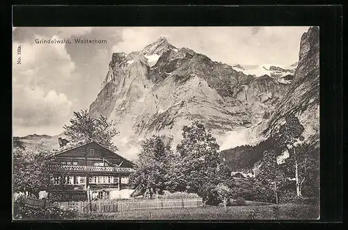 AK Grindelwald, Romantisches Häuschen mit Wetterhorn
