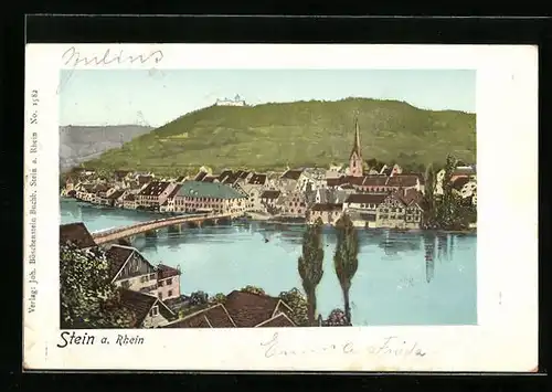 AK Stein a. Rhein, Ortsansicht mit Rheinbrücke