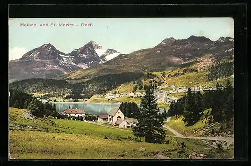 AK St. Moritz-Dorf, Ortsansicht mit Meierei