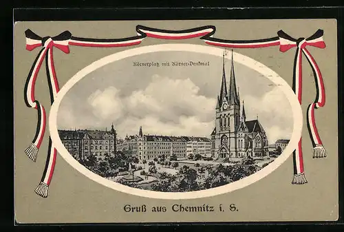 AK Chemnitz, Körnerplatz mit Körner-Denkmal