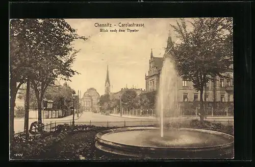 AK Chemnitz, Carolastrasse, Blick nach dem Theater