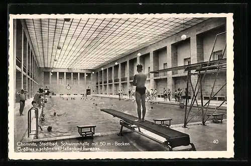 AK Chemnitz, Stadtbad, Schwimmhalle mit 50m Becken