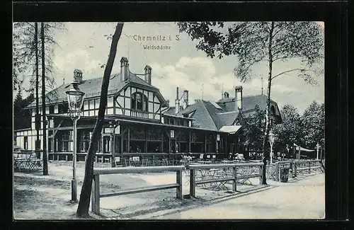 AK Chemnitz, Aussenbereich des Gasthauses Waldschänke