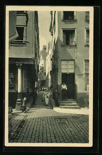 AK Köln, Partie am Fischmarkt und Blick in die Lintgasse