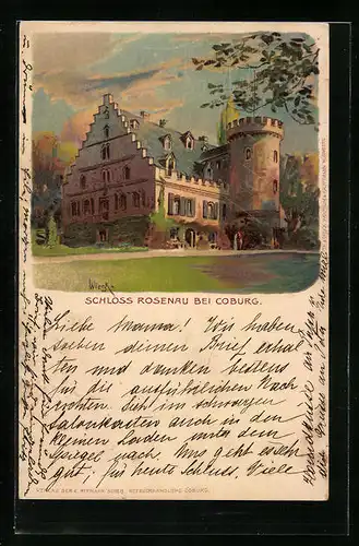 Künstler-AK Coburg, Schloss Rosenau