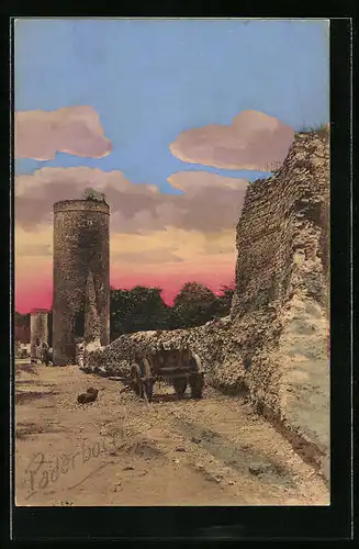 AK Paderborn, Alte Befestigungsmauer und Türme an der Heiersmauer