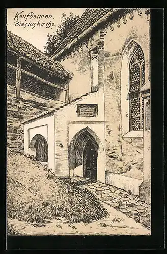 AK Kaufbeuren, Blasiuskirche, Teilansicht