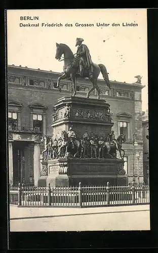 AK Berlin, Denkmal Friedrichs des Grossen Unter den Linden