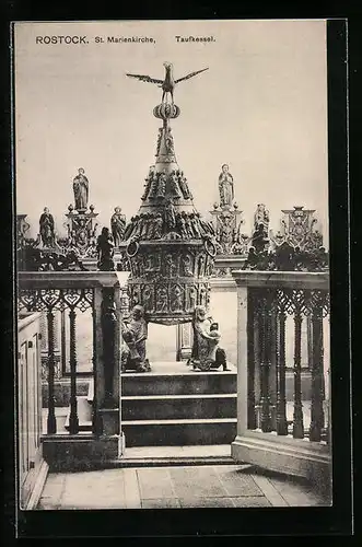 AK Rostock, Taufkessel in der St. Marienkirche