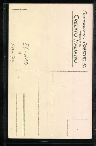 Künstler-AK Mauzan: Prestito Credito Italiano, Italienisch Kriegsanleihe, Soldat in Uniform