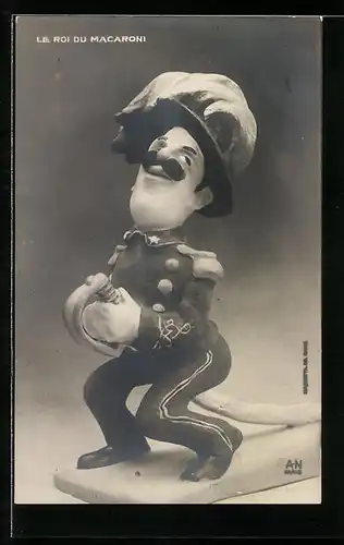 AK La Roi du Macaroni, Karikatur des italienischen Königs