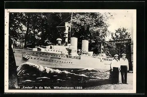 AK Wilhelmshaven, Modellbau des Kreuzers Emden, 1933