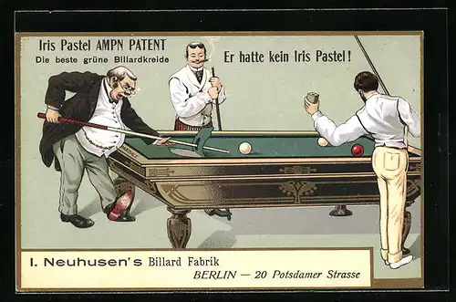 AK Berlin, I. Neuhusens Billard Fabrik, POtsdamer Str. 20