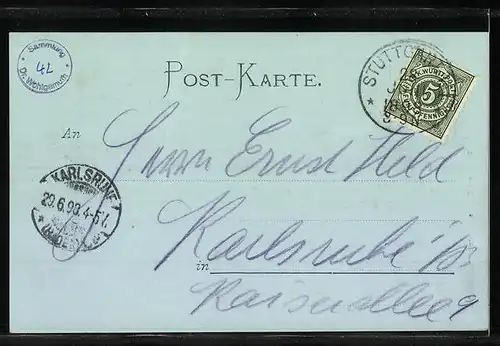 Mondschein-AK Stuttgart, Totalansicht im Mondlicht