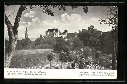 AK Landshut an der Isar, Blick auf die Trausnitz