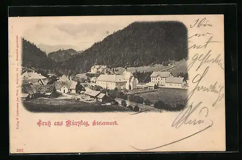 AK Mürzsteg, Teilansicht des Ortes