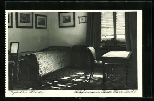 AK Mürzsteg, Schlafzimmer des Kaisers Franz Joseph I. im Jagdschloss