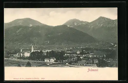AK Admont, Totalansicht mit Stiftskirche