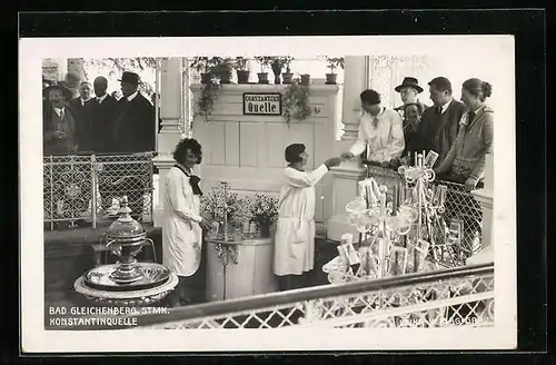 AK Bad Gleichenberg, Kurgänger an der Konstantinquelle