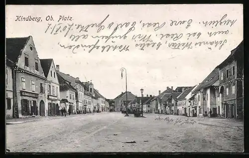 AK Kindberg, Oberer Platz mit Geschäften