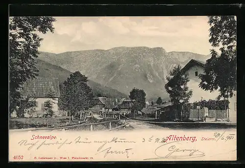 AK Altenberg, Ortspartie mit Blick zur Schneealpe