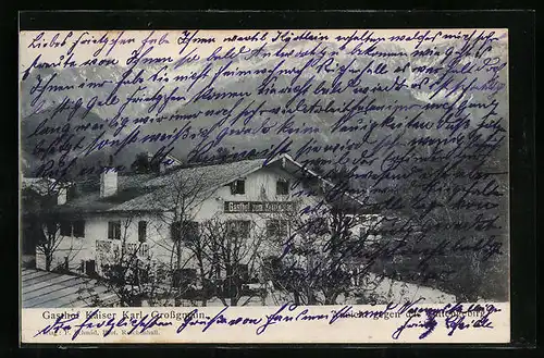 AK Grossgmain, Gasthof Kaiser Karl gegen das Gebirge