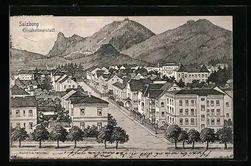 AK Salzburg, Strassenpartie in der Elisabethvorstadt