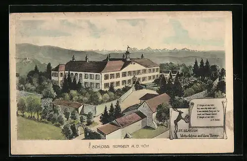 AK Bürgeln a. d. Höh, Schloss aus der Vogelschau