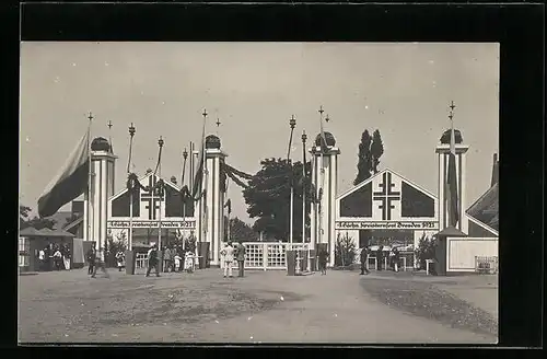 AK Dresden, 4. Sächsisches Kreisturnfest 1921, Eingangsportal