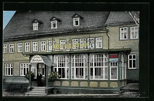 AK Oberweissbach, Gasthaus, Hotel und Pension Goldener Anker, Frontansicht