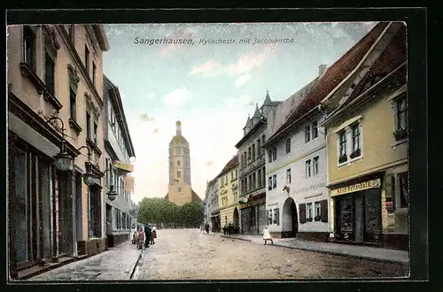 AK Sangerhausen, Kylischestrasse mit Jacobikirche