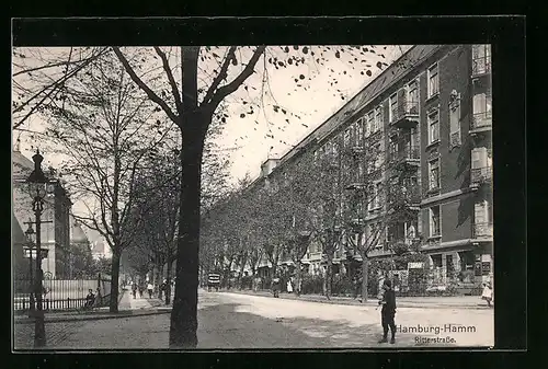 AK Hamburg-Hamm, Häuserpartie in der Ritterstrasse