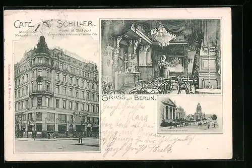 AK Berlin, Cafe Schiller, Mohren- und Markgrafenstr. Ecke, Gendarmenmarkt