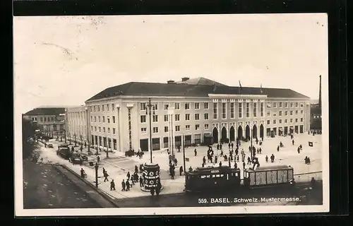 AK Basel, Schweiz. Mustermesse, Strassenbahn