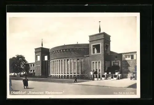 AK Düsseldorf, Restaurant Rheinterrasse, Grosse Ausstellung 1926